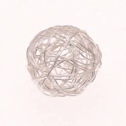 Perle en métal pelote de fil Ø15mm couleur argent (x 1)