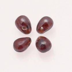 Perles en verre forme de grosses gouttes couleur ambre brillant (x 4)