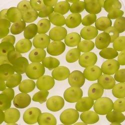 Perles en verre forme soucoupes Ø8mm couleur vert olive givré (x 10)