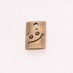 Perle métal médaillon 15x10mm gravé une face «smile a lot», symbole stylisée couleur vieil Or(x 1)