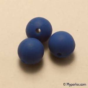 Perles rondes en silicone Ø10mm couleur bleu (x 3)