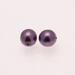 Perle en verre ronde nacrée Ø10mm couleur violet (x 2)