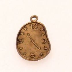 Perle breloque en métal forme horloge molle 20x27mm couleur vieil or (x 1)