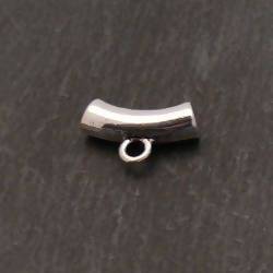 Embout tube incurvé 4mm avec anneau à pendre 20mm couleur Argent (x 1)