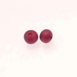 Perle ronde en résine Ø8mm couleur lie de vin mat (x 2)