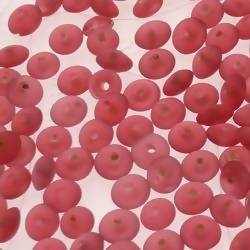 Perles en verre forme soucoupes Ø8mm couleur rose fushia givré (x 10)