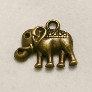 Perle en métal breloque éléphant profil avec tapis 16x10mm coul. bronze (x 1)
