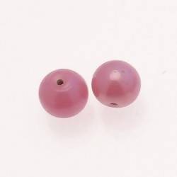 Perle en verre ronde Ø10mm couleur rose brillant (x 2)