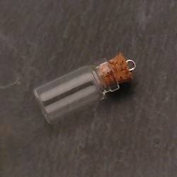 Perle breloque pendentif flacon 12x28 a remplir avec son bouchon de liège (x 1)