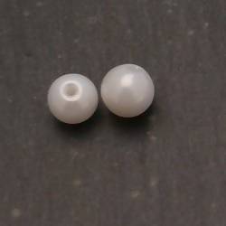 Perle ronde en verre Ø8mm couleur blanc brillant (x 2)