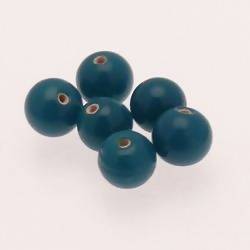Perle ronde en verre Ø8mm couleur bleu canard Opaque (x 6)