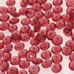 Perles en verre forme soucoupes Ø8mm couleur rose fushia transparent (x 10)