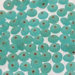 Perles en verre forme soucoupes Ø8mm couleur bleu des Mers du Sud opaque (x 10)