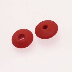 Perles en verre forme soucoupes Ø15mm couleur Rouge givré (x 2)