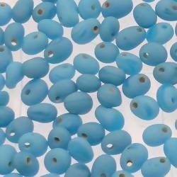 Perles en verre forme de petite goutte Ø5mm couleur bleu ciel givré (x 10)
