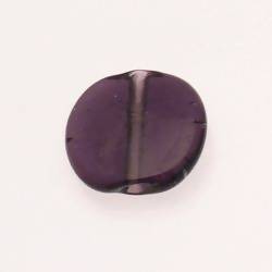 Perle en verre ronde plate 30mm violet foncé transparent (x 1)