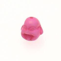 Perle résine forme tête de bouddha 17mm couleur rose fushia (x 1)