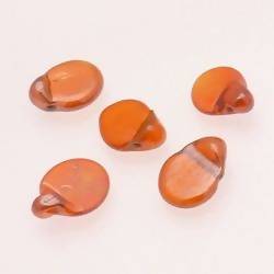 Perles en verre ronde plate Ø10mm couleur orange foncé brillant (x 5)