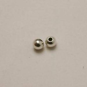 Perles en métal boule lisse Ø3mm couleur Argent (x 2)