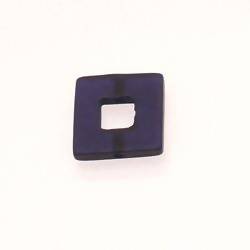 Perle en résine anneau carré 18x18mm couleur bleu marine mat (x 1)