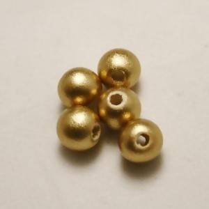 Perles en Bois rondes Ø8mm couleur or (x 5)