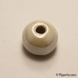 Perle en céramique ronde émaillée 16mm couleur crème (x 1)