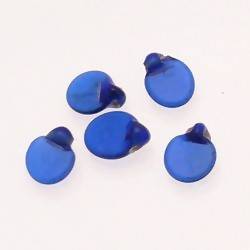 Perles en verre ronde plate Ø10mm couleur bleu marine transparent (x 5)