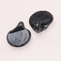 Grosses perles en verre ronde Ø25mm plate couleur Noir brillant (x 2)