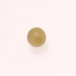 Perle ronde en résine Ø12mm couleur vert olive brillant (x 1)