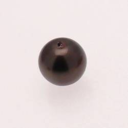 Perle en verre ronde nacrée Ø16mm couleur noir / hématite (x 1)
