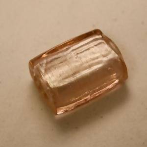 Perles en verre cylindre feuille argent 23x15mm rose bonbon moucheté (x 1)
