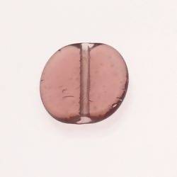 Perle en verre ronde plate 30mm couleur rose fushia transparent (x 1)