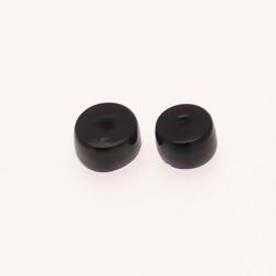Perles en verre forme petit cylindre couleur noir opaque (x 2)