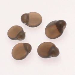 Perles en verre ronde plate Ø10mm couleur gris opaque (x 5)