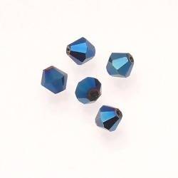 Perles en verre soucoupe à facettes Ø6mm couleur bleu (x 5)