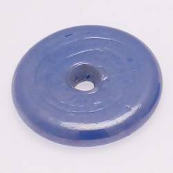 Perle en verre forme maxi palet Ø40mm couleur bleu jean brillant (x 1)