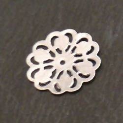 Perle en métal brossé forme fleur dentelle ajourée Ø23mm couleur Argent (x 1)