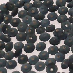 Perles en verre forme soucoupes Ø8mm couleur gris anthracite givré (x 10)