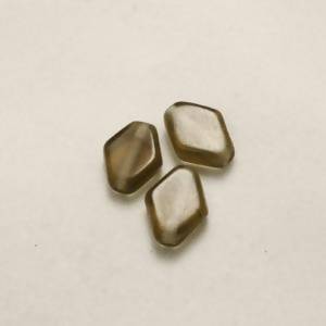 Perles en verre tchèque forme losange Ø10mm gris transparent (x 3)