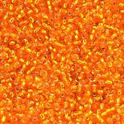 Perles de Rocaille 2mm couleur orange transparent argent (x 20g)