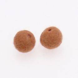 Perles en laine ronde Ø10mm couleur marron clair (x 2)