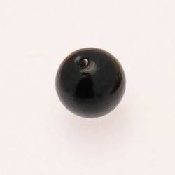 Perle ronde en verre Ø18mm couleur noir / hématite brillant (x 1)