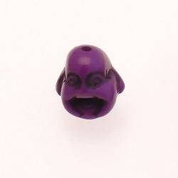 Perle résine forme tête de bouddha 17mm couleur violet (x 1)