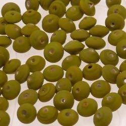 Perles en verre forme soucoupes Ø8mm couleur kaki givré (x 10)