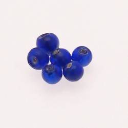Perle ronde en verre Ø6mm argent couleur Bleu Marine (x 6)