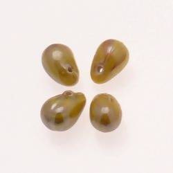Perles en verre forme de grosses gouttes couleur jaune brillant (x 4)