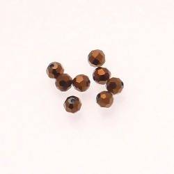 Perles en verre boule à facettes Ø4mm couleur bronze (x 8)