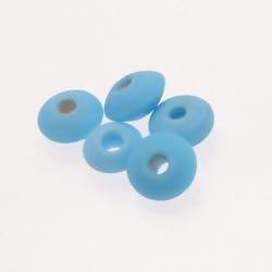 Perles en verre forme soucoupes Ø10-12mm couleur bleu ciel givré (x 5)