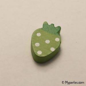 Perles en Bois forme fraise 20x14mm couleur vert (x 1)