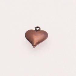 Perle métal pendentif coeur lisse 10x12mm couleur cuivre (x 1)